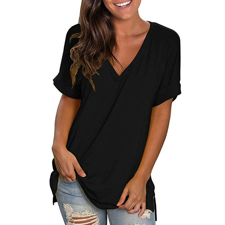 Dame Casual V-hals Løs Top Stilla