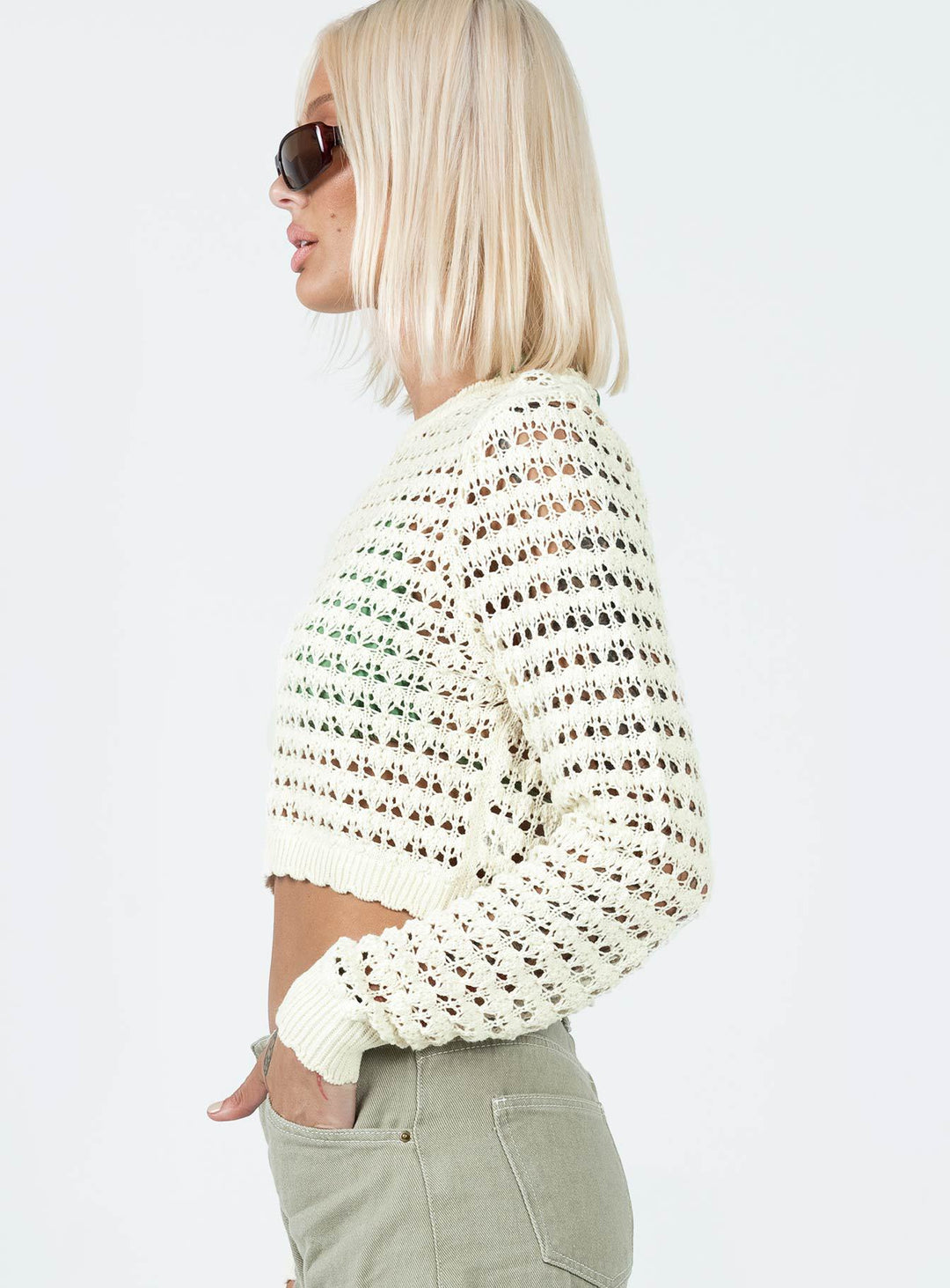 Dame hæklede Crop-Top med moderne hulstruktur Skovae