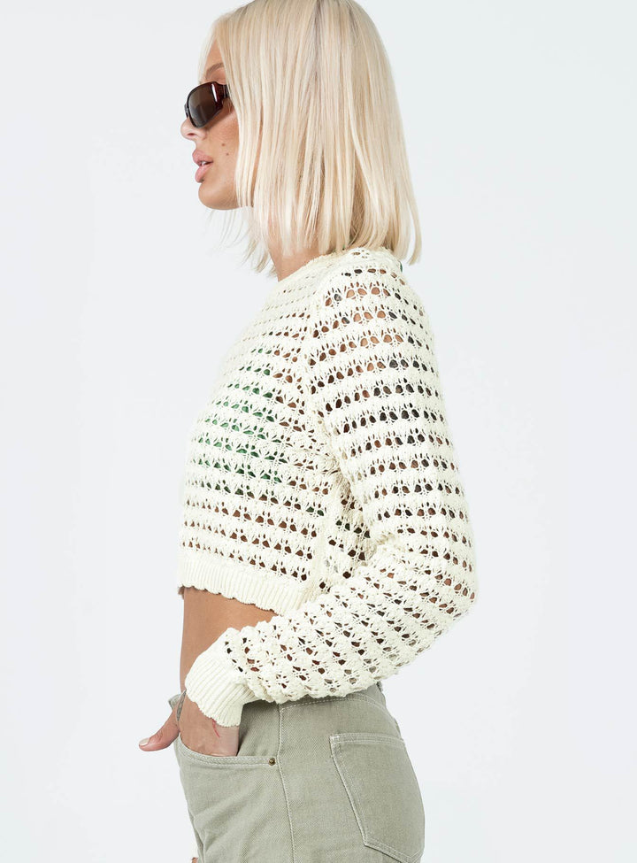 Dame hæklede Crop-Top med moderne hulstruktur Skovae