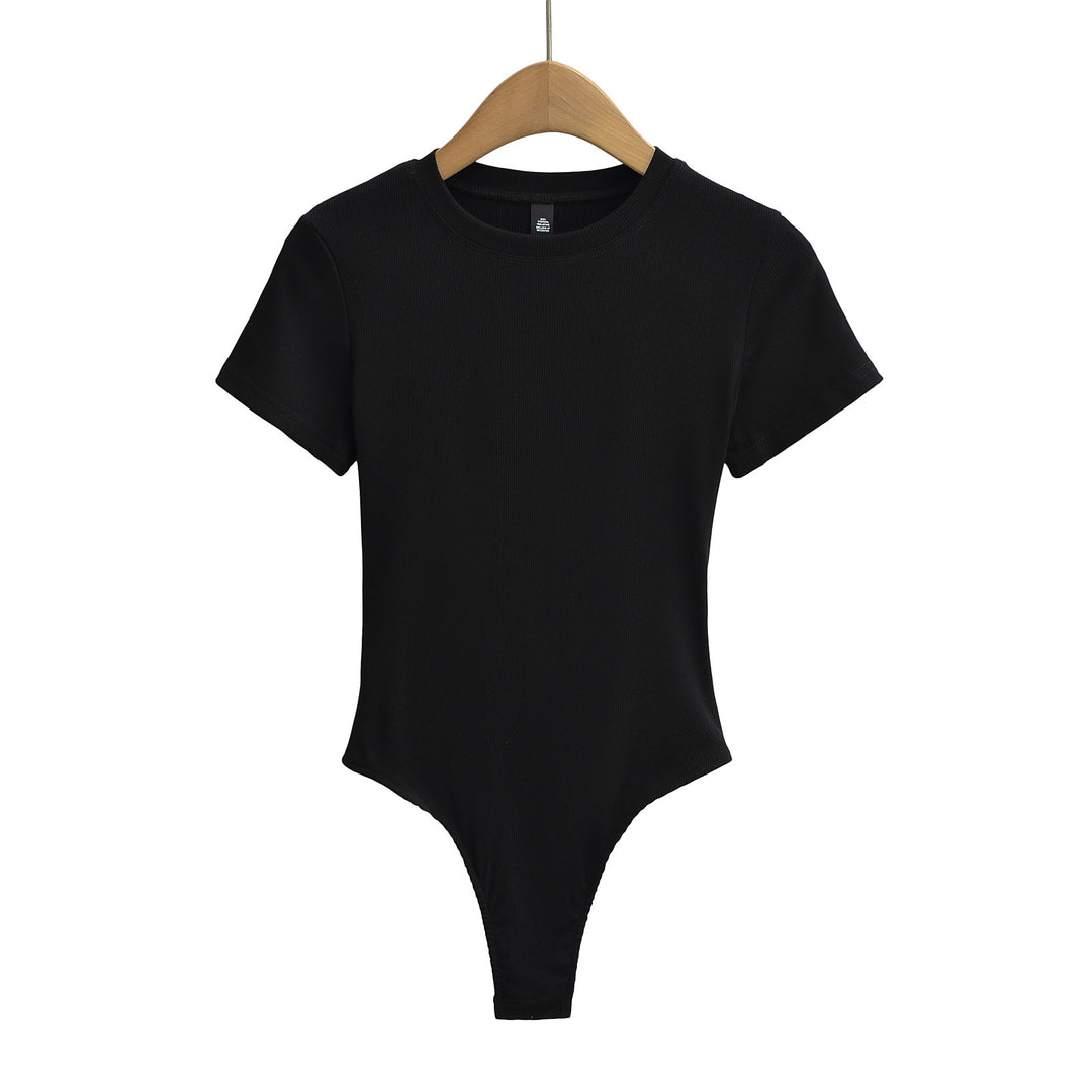 Dame figurnær Bodysuit i høj kvalitet rib-stof med kort ærme Stilla