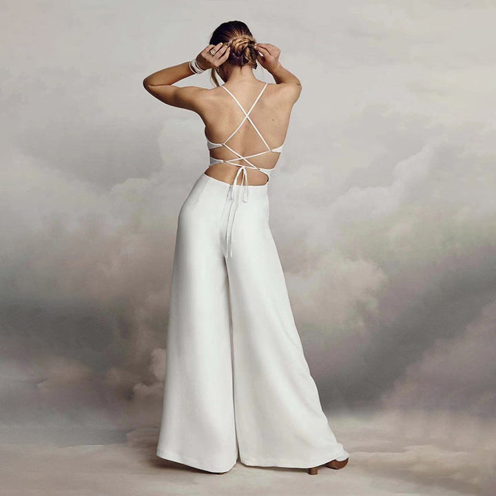 Dame Elegant Jumpsuit med dyb V-udskæring og side Cut-Outs Stilla