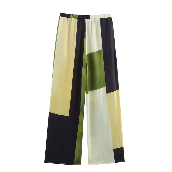 Dame elegant Palazzo-bukser med moderne geometrisk mønster Stilla