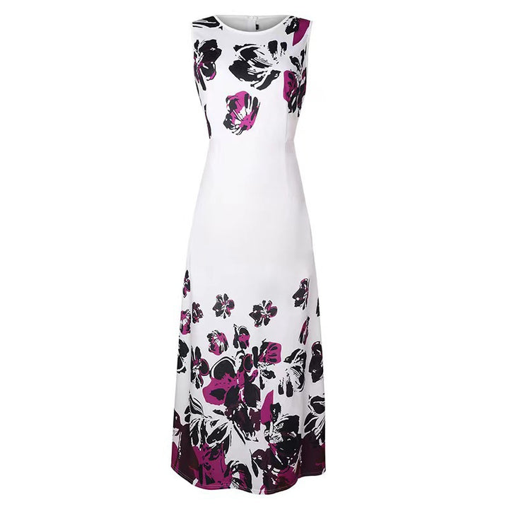 Dame maxikjole med floraltryk og elegant kant Stilla