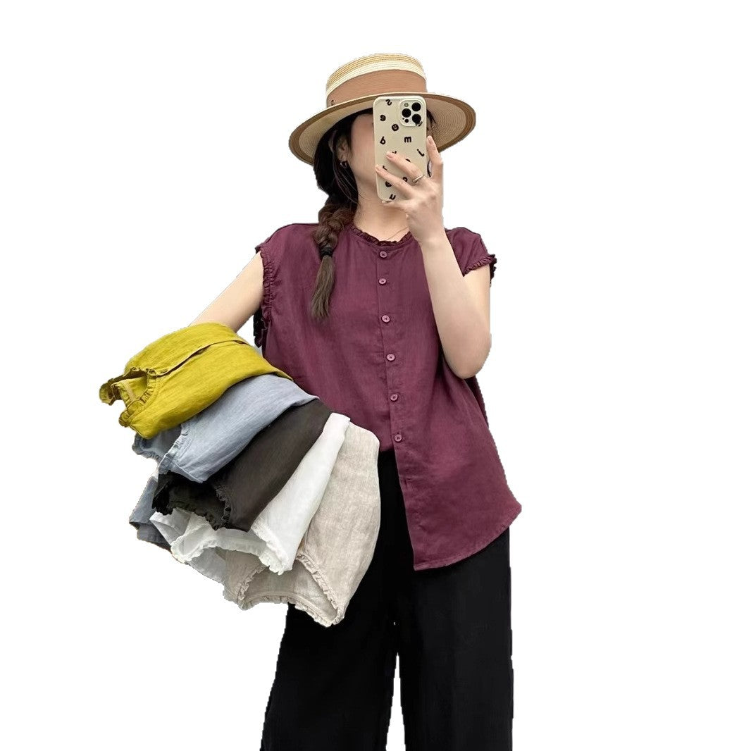 Femme Afslappet Siddebåndende Button-Down Skjorte Stilla