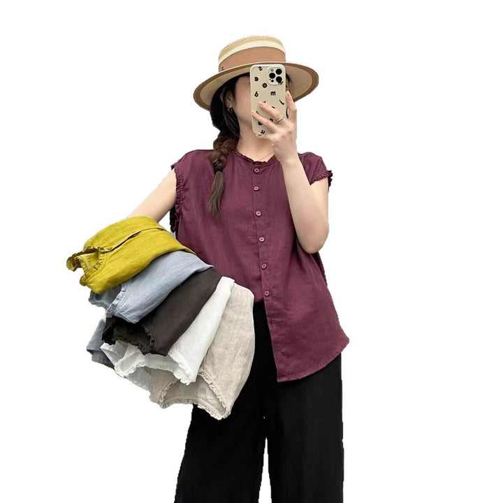 Femme Afslappet Siddebåndende Button-Down Skjorte Stilla