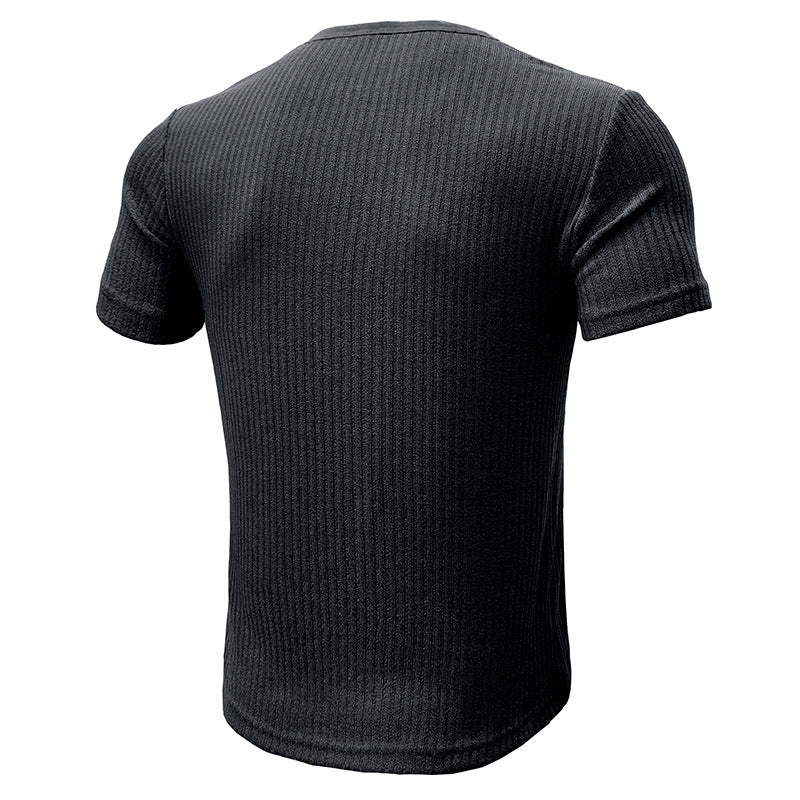 Herrer Kortærmet Henley-Shirt med struktureret design og stilfuld knaplukning Stilla