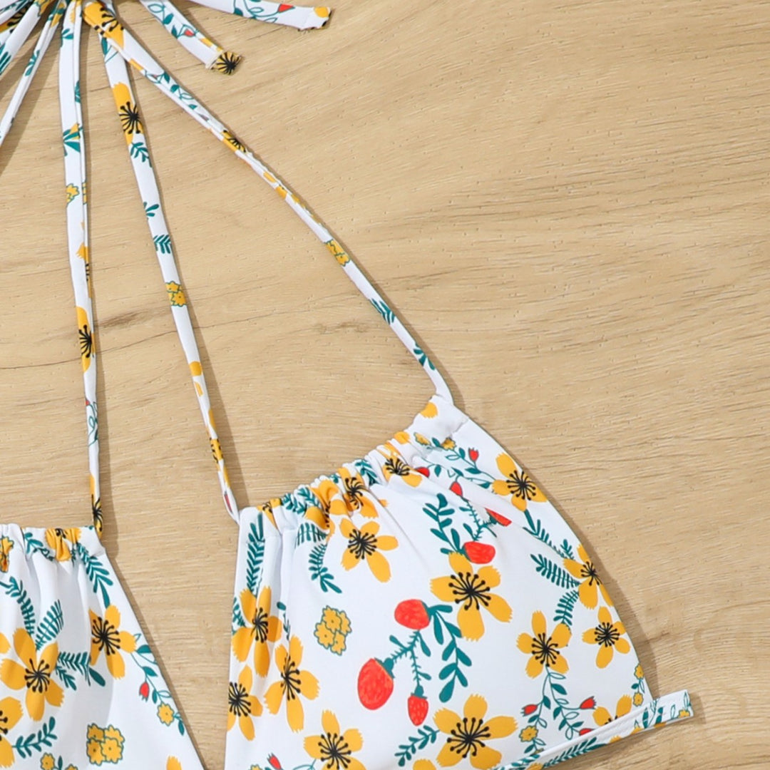 Dame triangel-bikini med floral snit og justerbart bindebånd Stilla