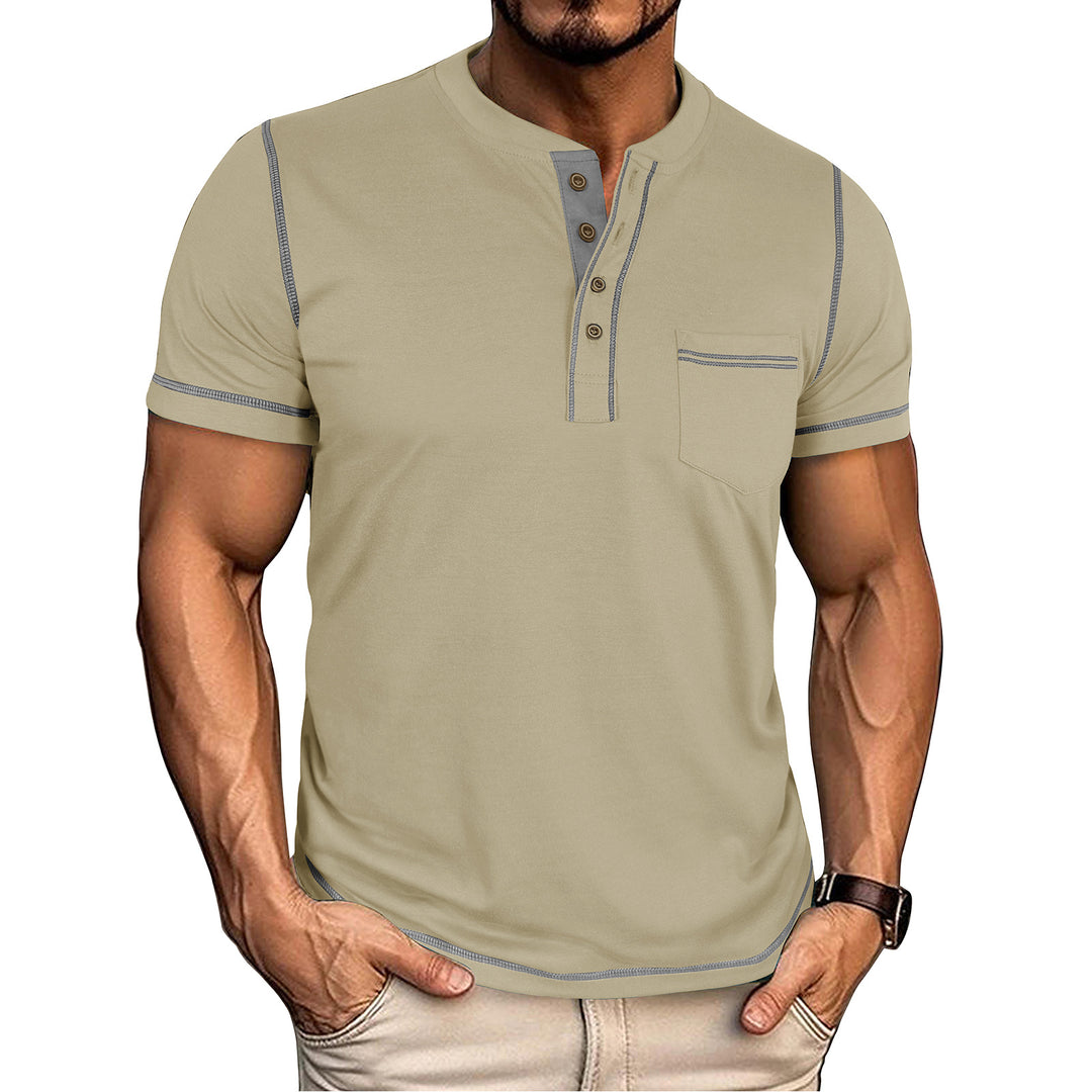 Herrer Korte ærmer Henley-shirt med moderne design og praktisk brystlomme Stilla