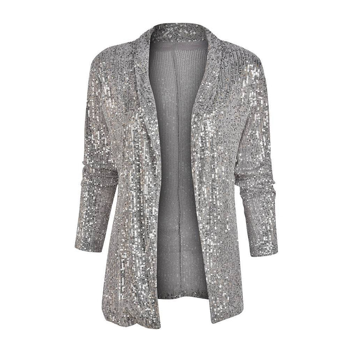 Dame Glitrende Overshirt-Jakke med elegant snit og skinnende Paillettetrim Stilla