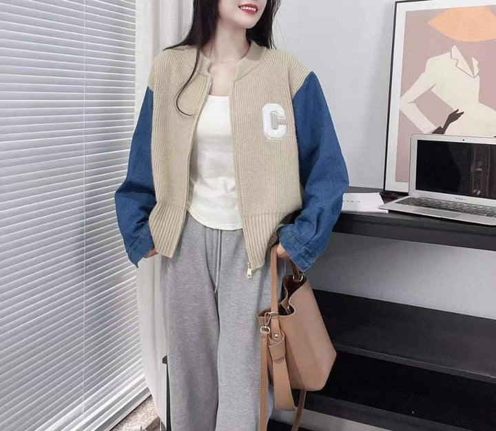 Dame Trendy Cardigan med Denim ærmer Stilla
