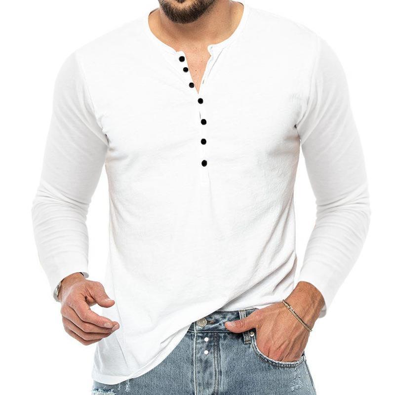 Herrer langærmet Henley-T-shirt lavet af kvalitetsbomuld Stilla