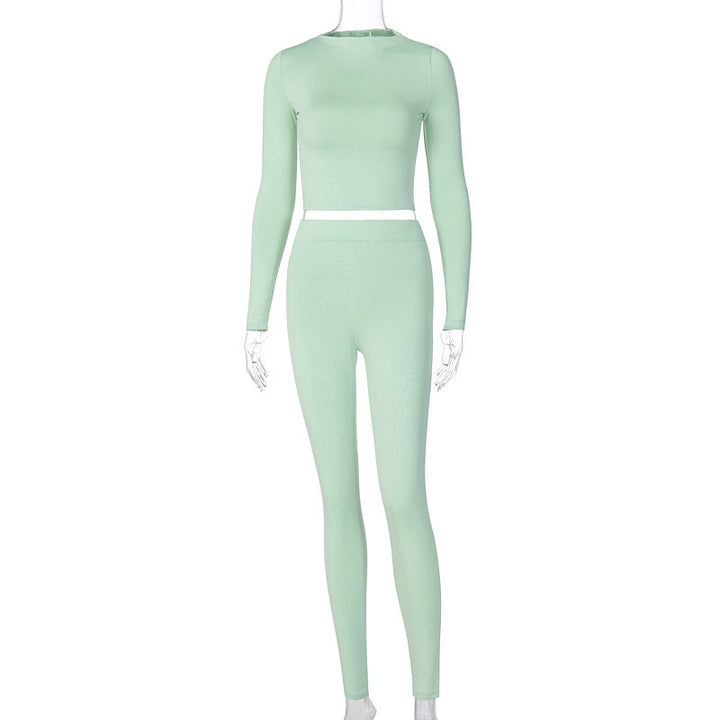 Dame Sporty sæt med tætsiddende, langærmet top og høj talje leggings Stilla
