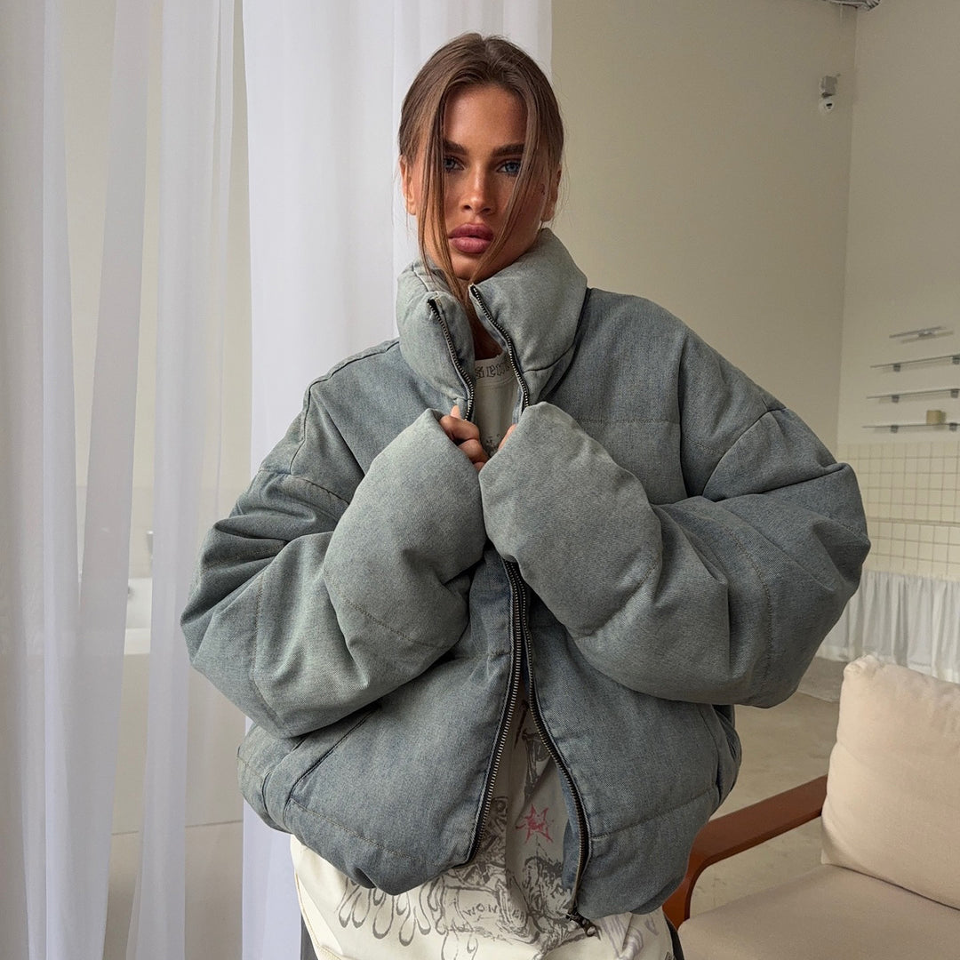 Kvinders Oversized Polstret Jakke med Høj Krave Stilla