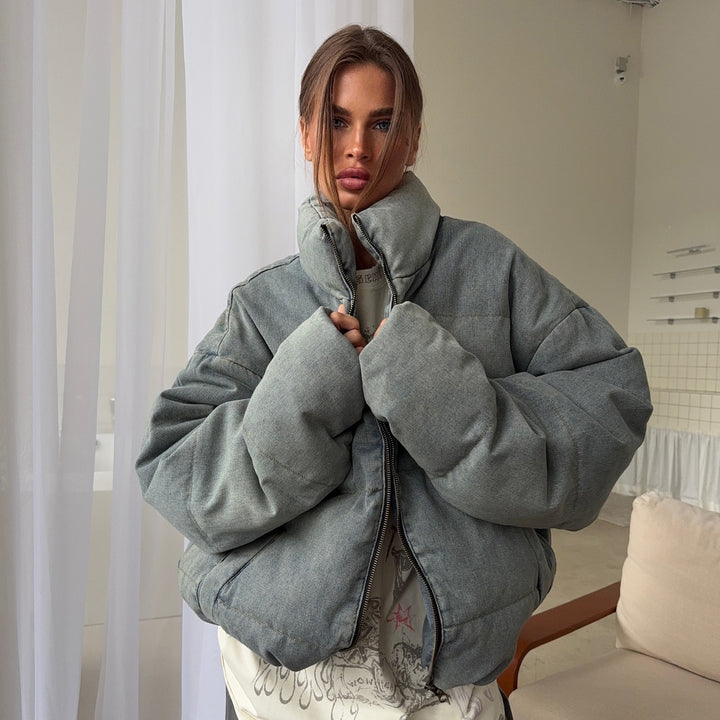 Kvinders Oversized Polstret Jakke med Høj Krave Stilla
