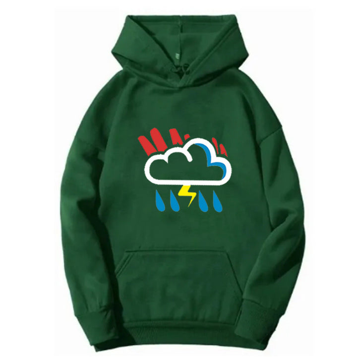 Damehoodie med muntert vejrmotiv Skovae