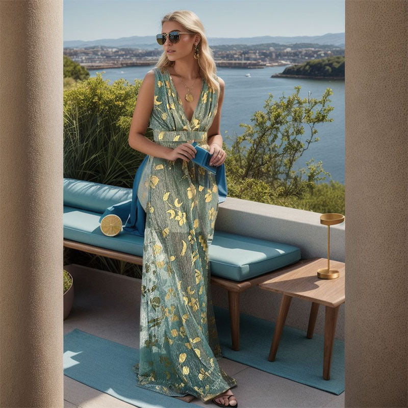 Dame Maxikjole med glamourøse detaljer og flydende design Stilla