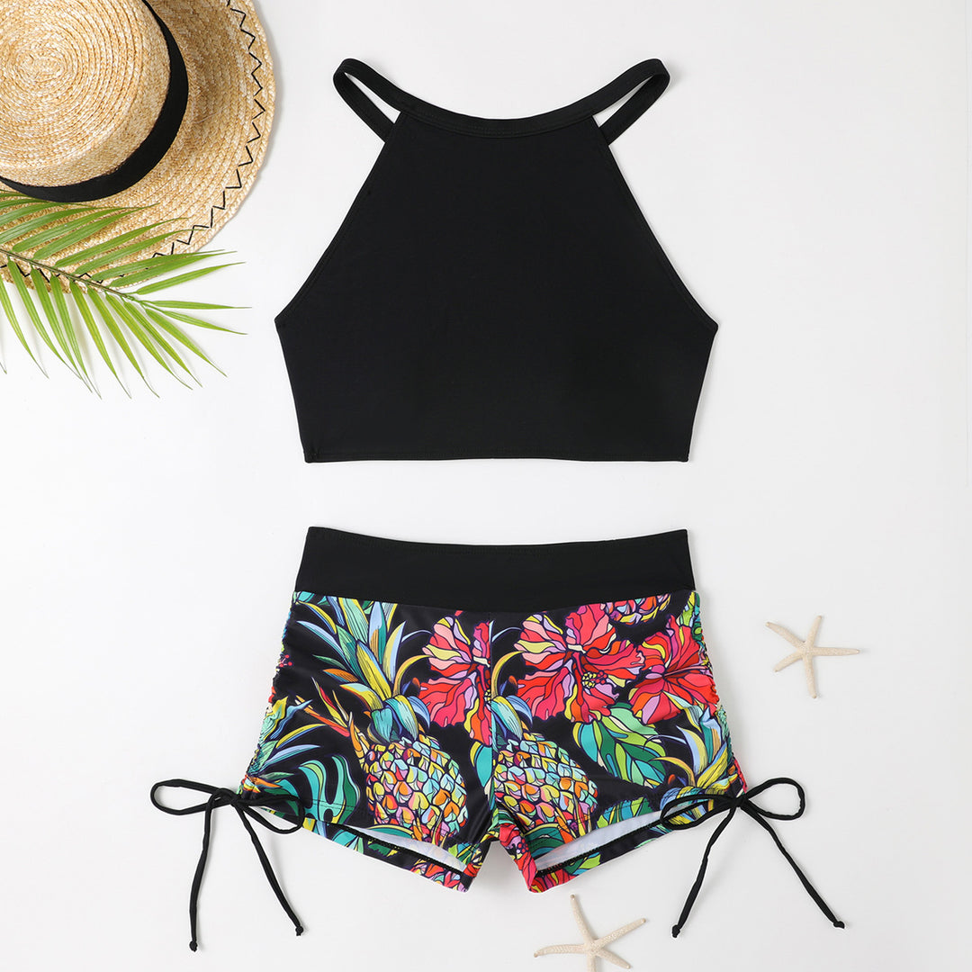 Dame Sporty Bikini-sæt med justerbar top og farverigt mønsterdetalje Stilla