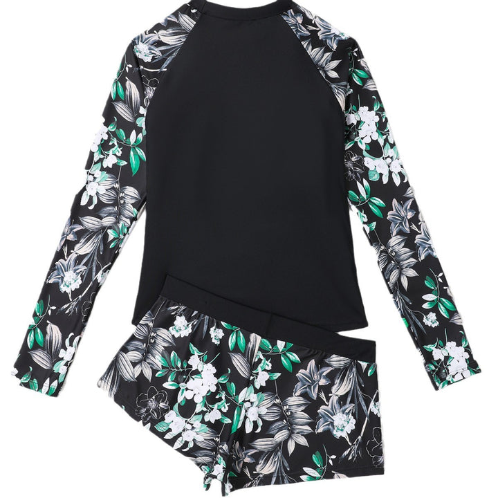 Dame Surf-langærmet overdel med blomstret design og elastisk søm Stilla