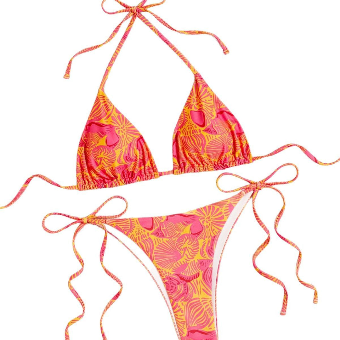 Dame Triangel-Bikini med farverigt blomstermotiv og justerbare stropper Stilla