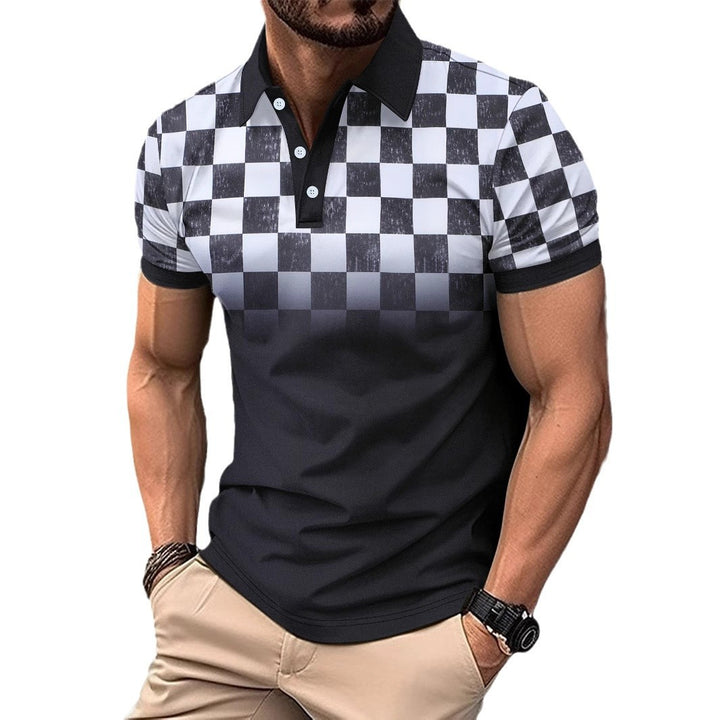 Herrer polo skjorte med moderigtigt ternet design og åndbart bomuld Stilla