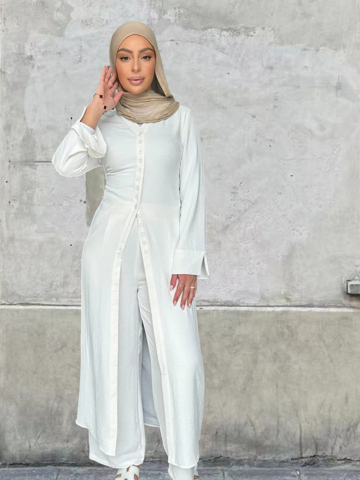 Dames overall med elegant design af knapper og brede bukser Skovae