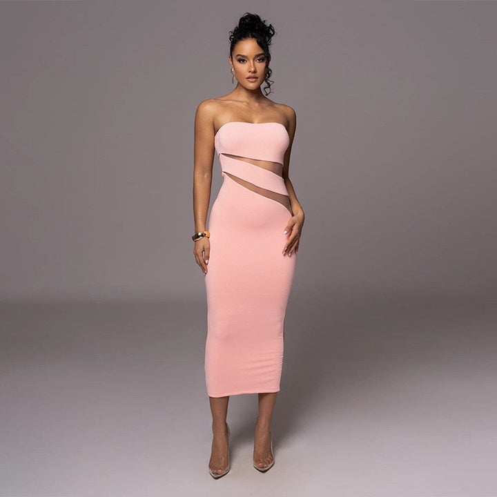 Dame Off-Shoulder Maxikjole med raffinerede cut-out-detaljer og tætsiddende snit Skovae