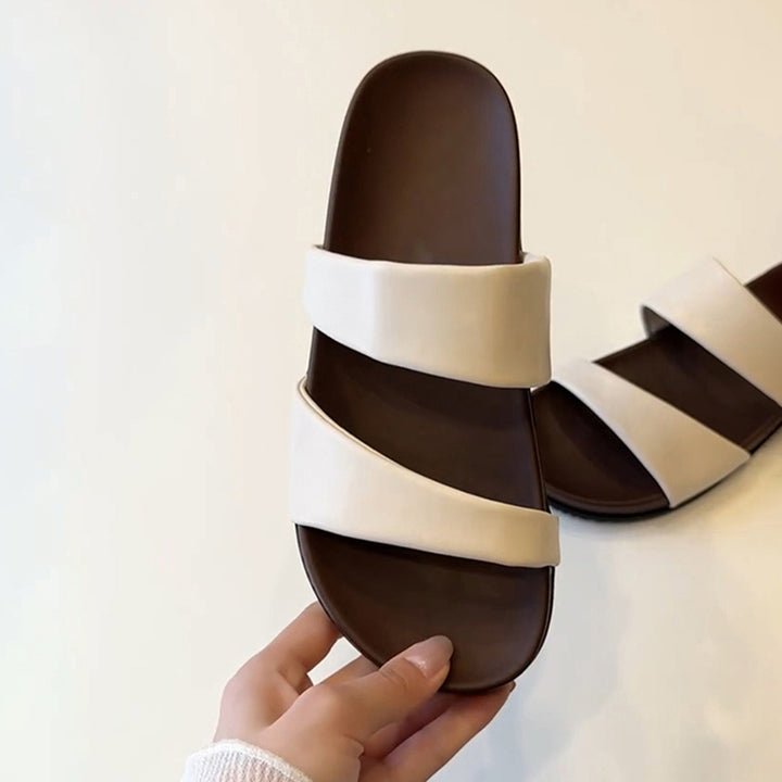 Kvinder samtids Slip-On Slide sandaler med dobbelt bånd design Stilla