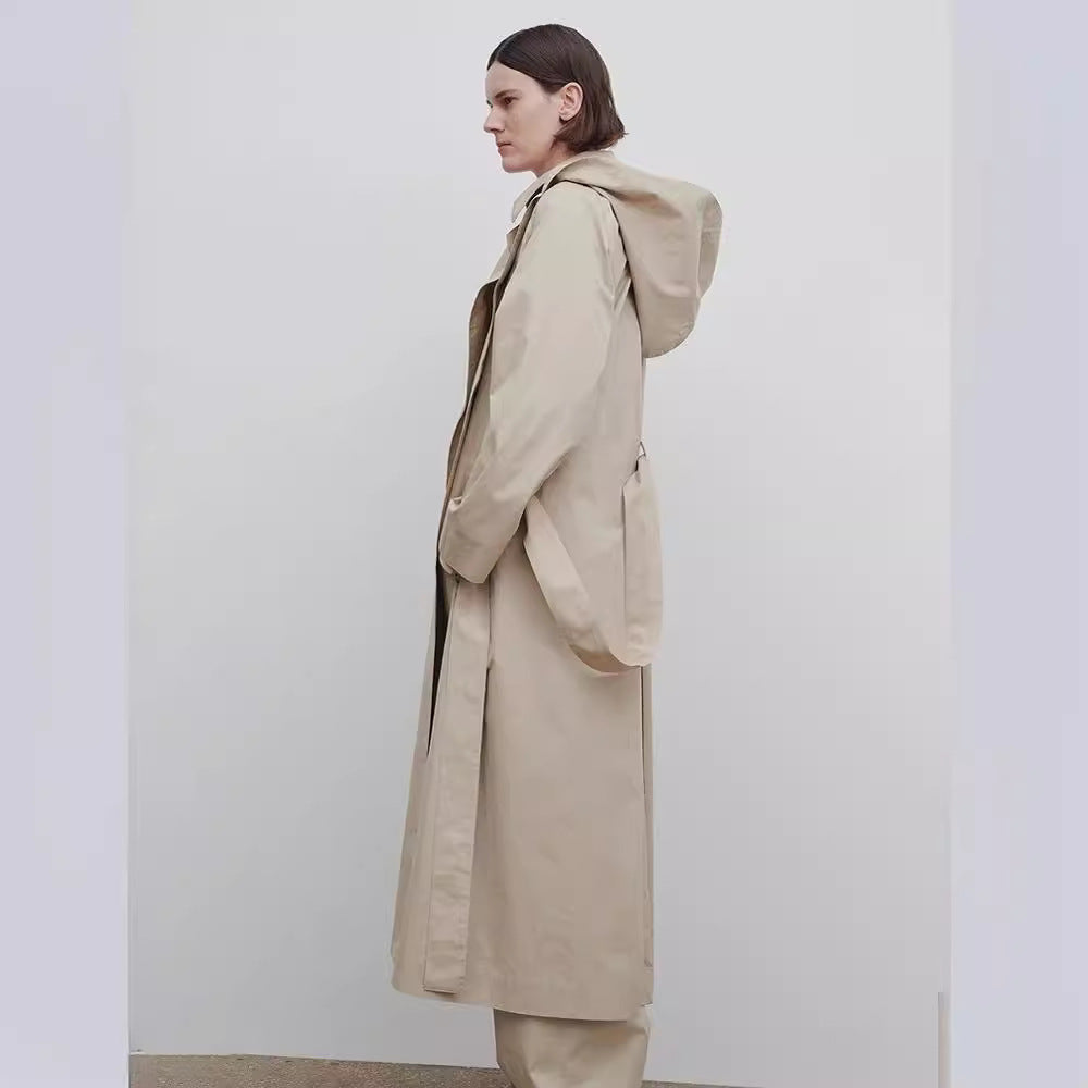 Kvinder Lang Oversized Trench Coat med Bred Krave Stilla