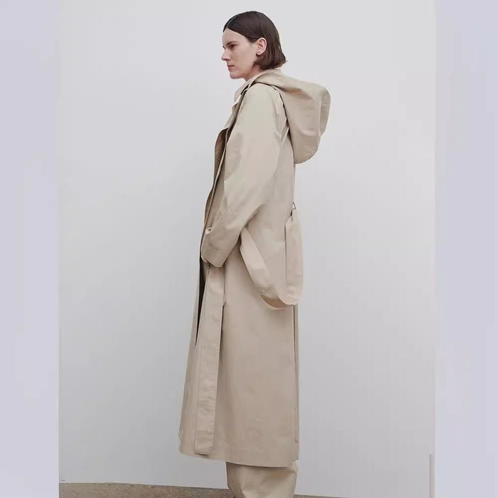 Kvinder Lang Oversized Trench Coat med Bred Krave Stilla