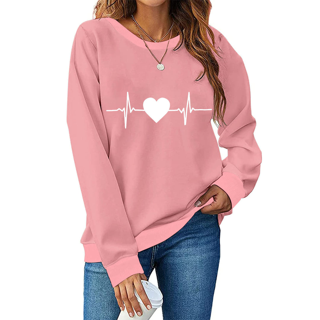 Dame sweatshirt med kreativ hjerterytme-design Stilla