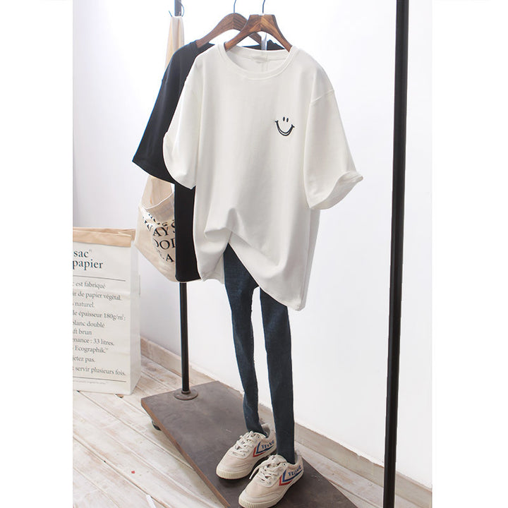 Femme Casual Smile Grafik Oversized T-Shirt Stilla