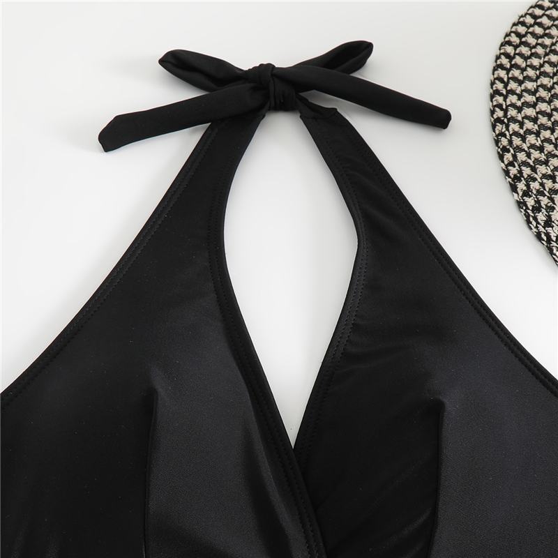 Dame højskåret bikini-sæt med geometrisk mønster og asymmetrisk design Stilla