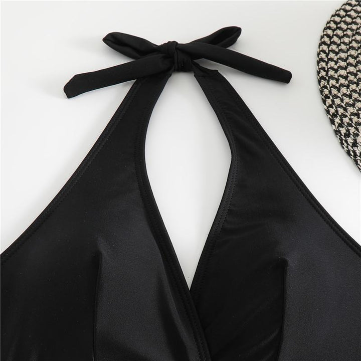 Dame højskåret bikini-sæt med geometrisk mønster og asymmetrisk design Stilla