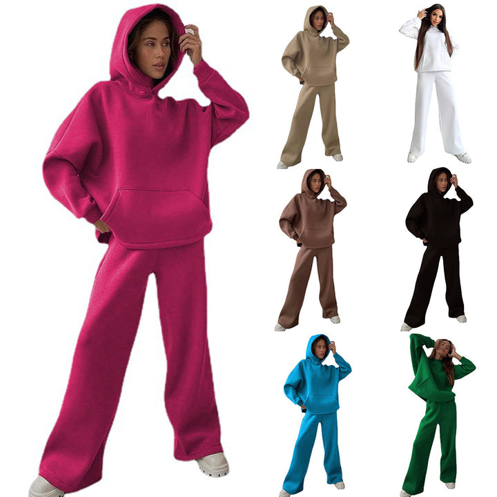 Dame afslappet og oversized hoodie sæt med løst skårne bukser Stilla