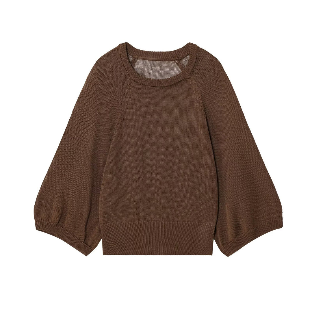 Dame afslappet sweater med overskårne ærmer og rund halsudskæring Stilla
