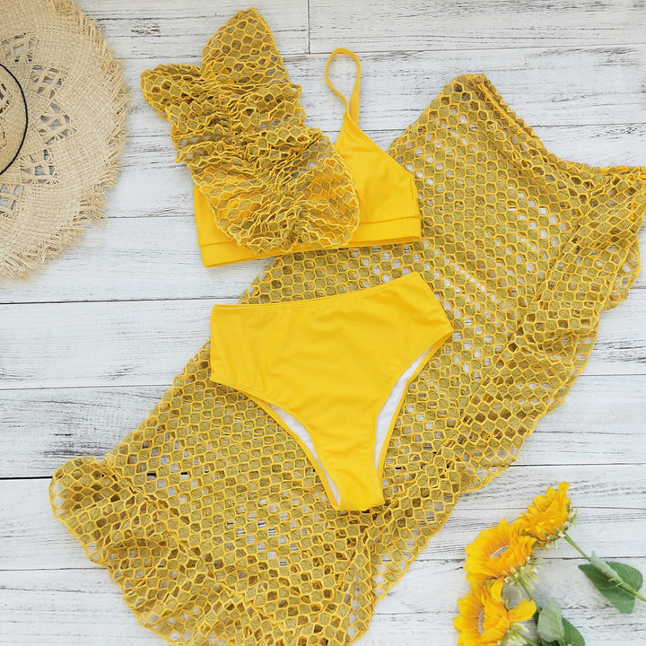 Dame Bikini-sæt med flæsedesign og elegant overkjole Stilla