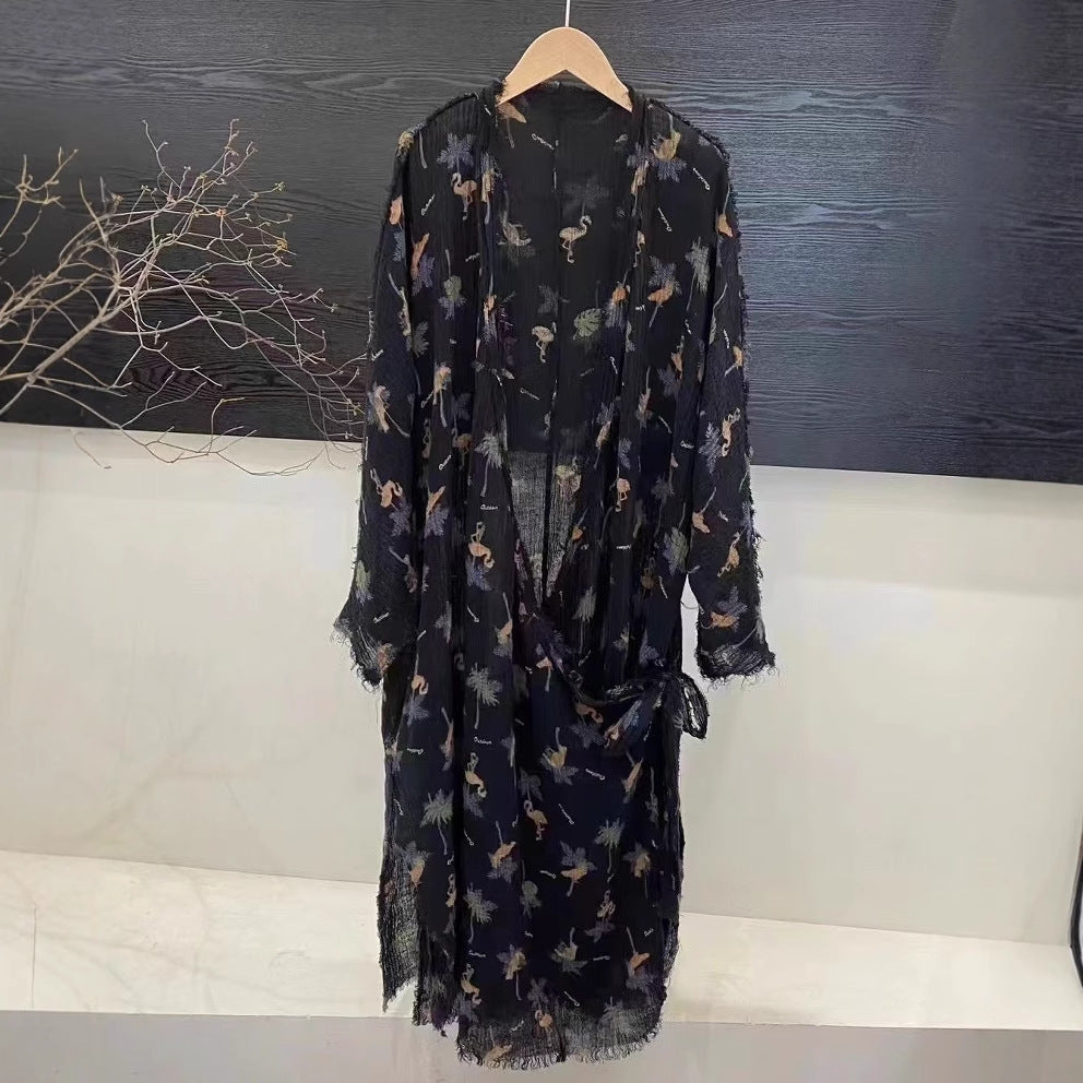 Femme Stilfuldt Floral Print Kimono Kjole Stilla