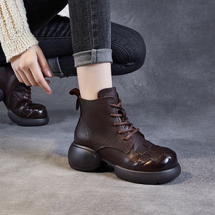 Dame Chunky platform snørestøvler med vævet detalje Stilla