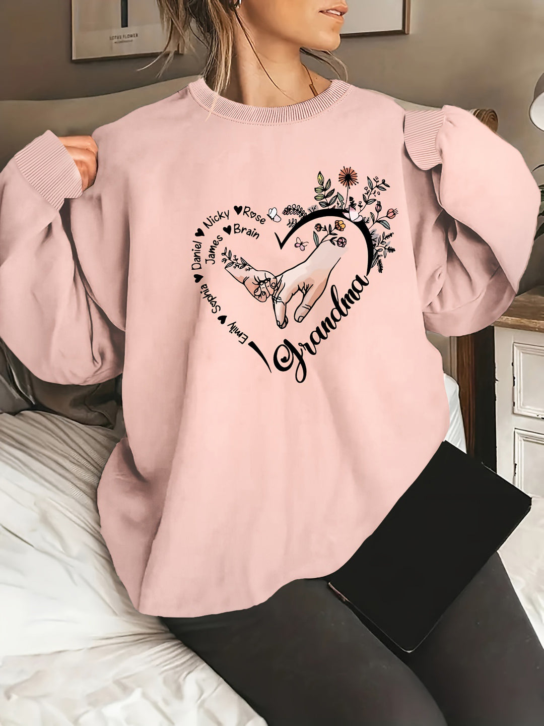 Kvinder's afslappet sweater med blomstermotiver Stilla