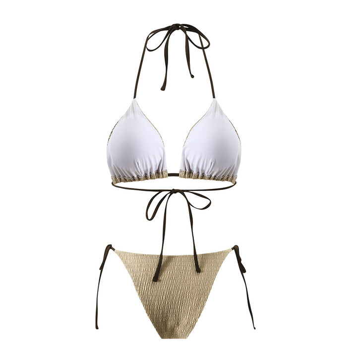 Dame Triangel-Bikini-sæt med fin struktur og justerbare snøringer Stilla