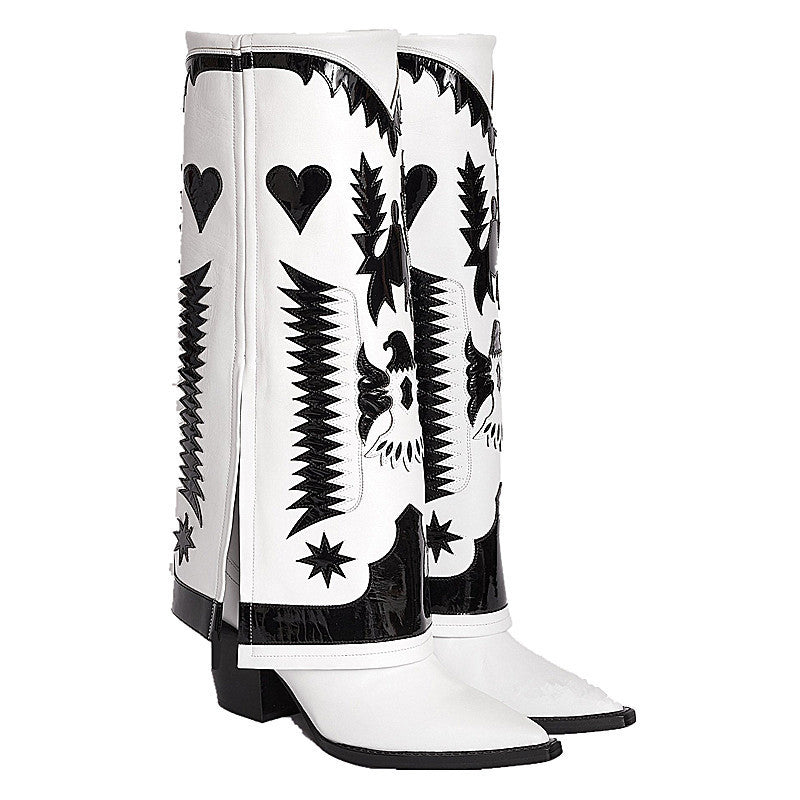Femme Dekorative Western-stil Knæhøje Støvler Stilla