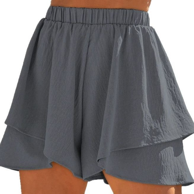 Dame Volant-shorts med elastisk bånd og asymmetrisk skæring Stilla