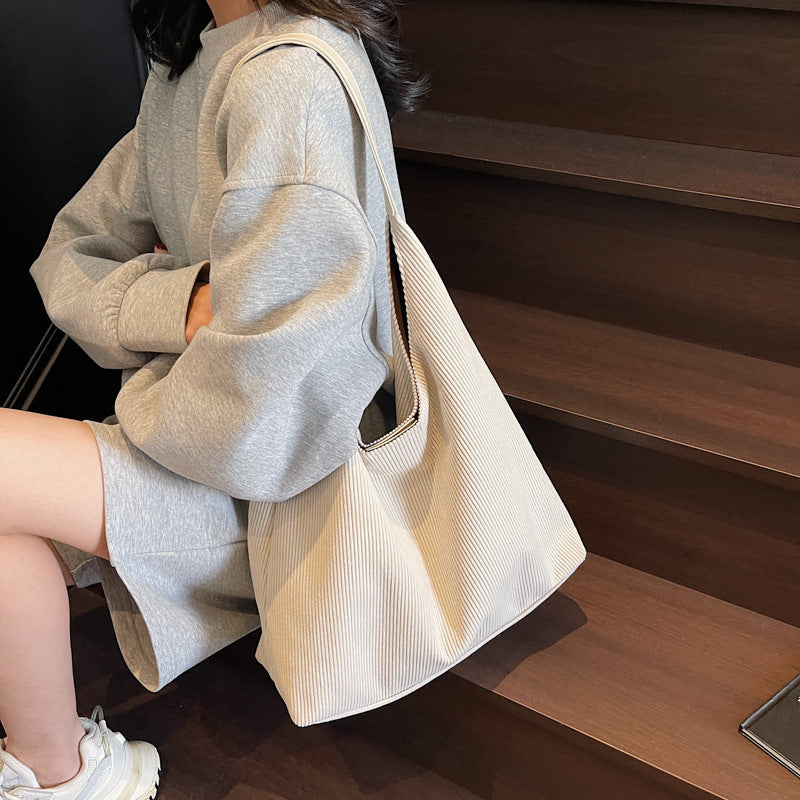 Femme Textureret Stof Slouchy Tote Bag Stilla