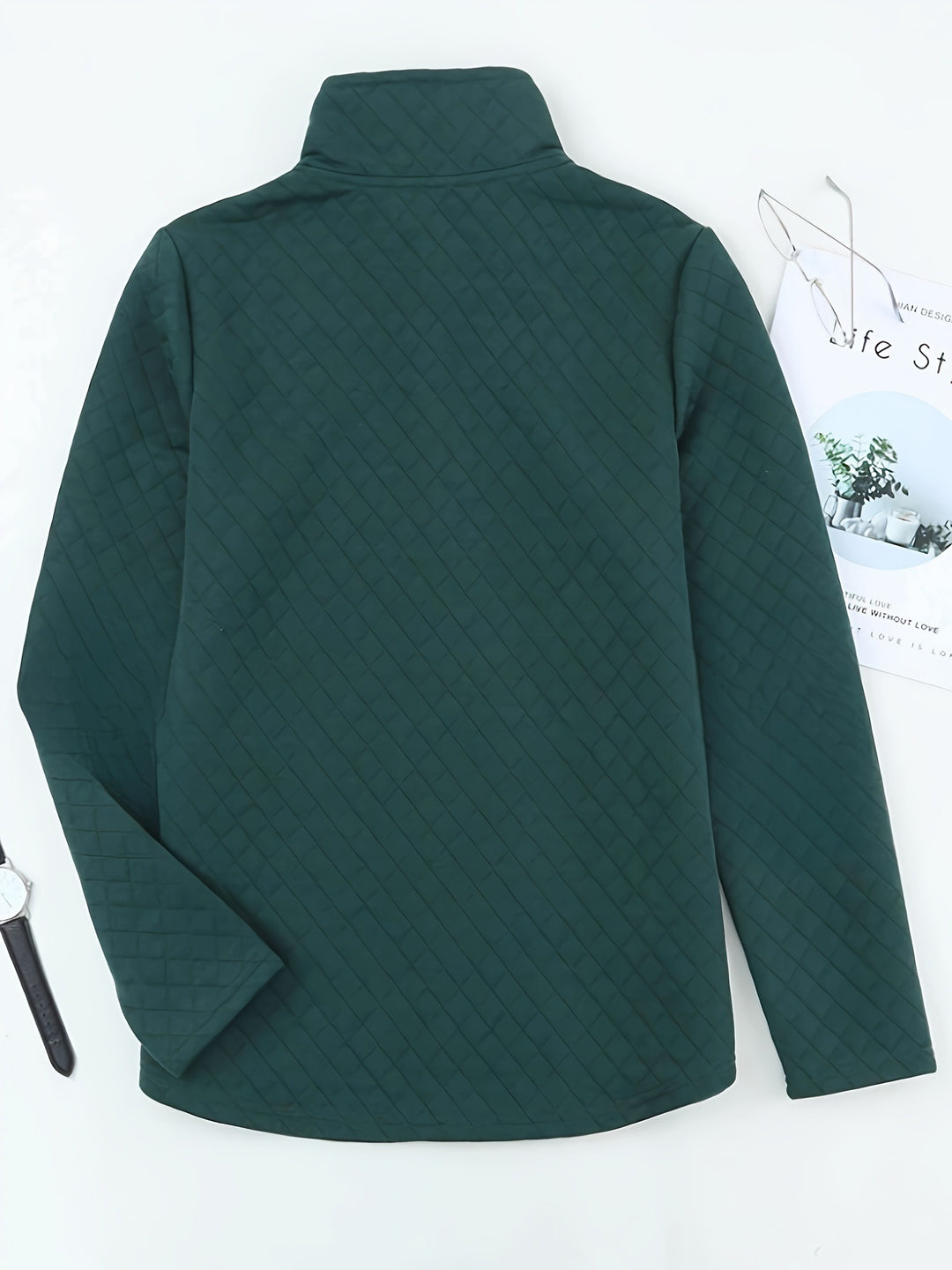 Dame Steppetrøje med Mock Neck og ternet mønster Stilla