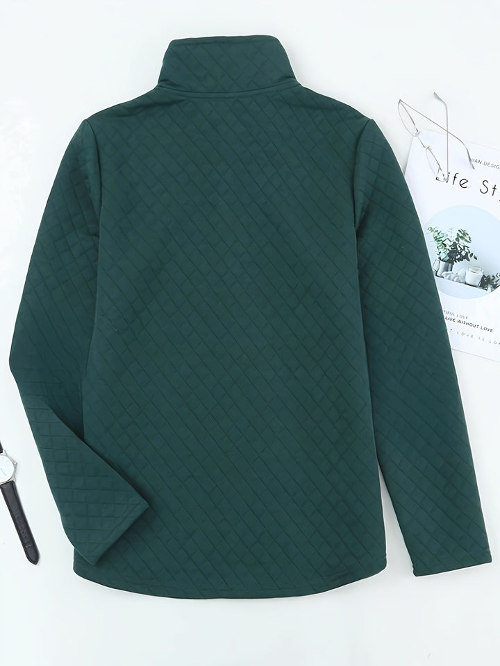 Dame Steppetrøje med Mock Neck og ternet mønster Stilla