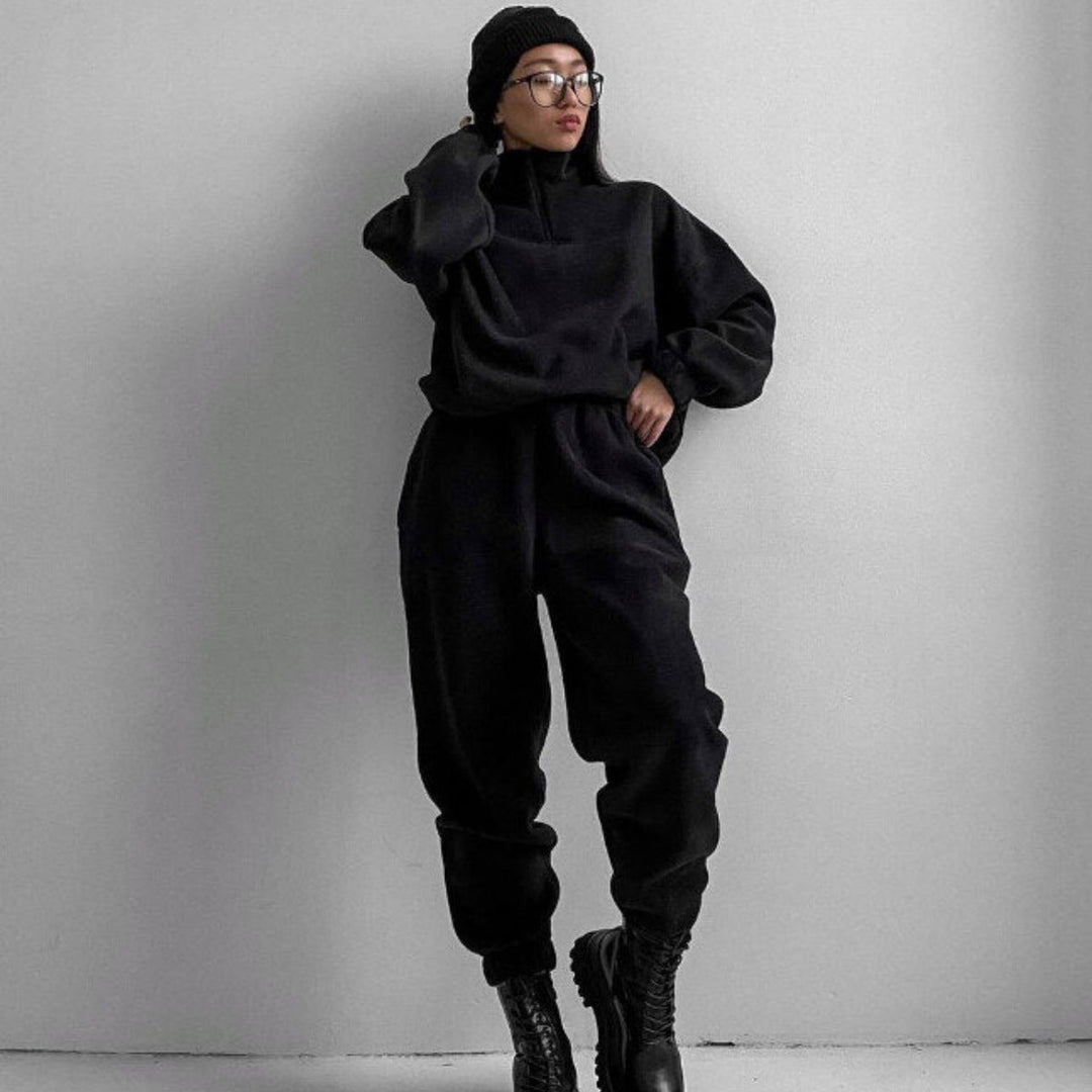 Stilla | Casual Loose Zip Stand Collar Sweatshirt Sæt