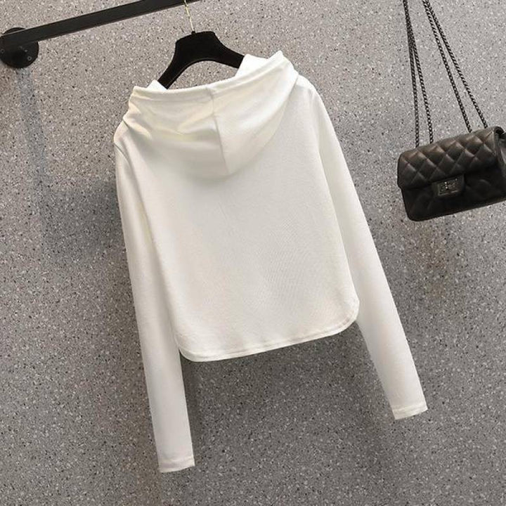 Kvindernes stilfulde crop hoodie med praktisk lynlås Stilla