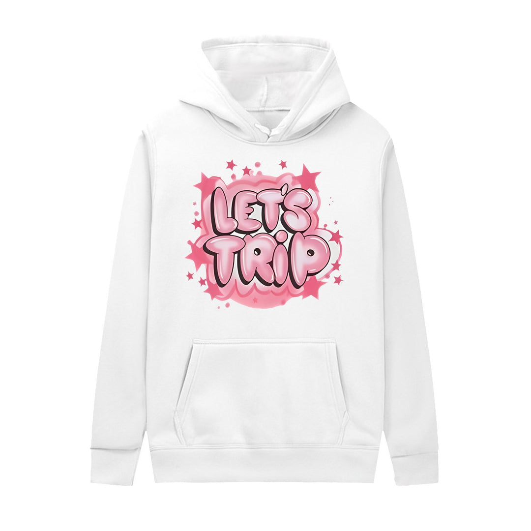 Dame hoodie med stilfuld graffiti print og behagelig pasform Skovae