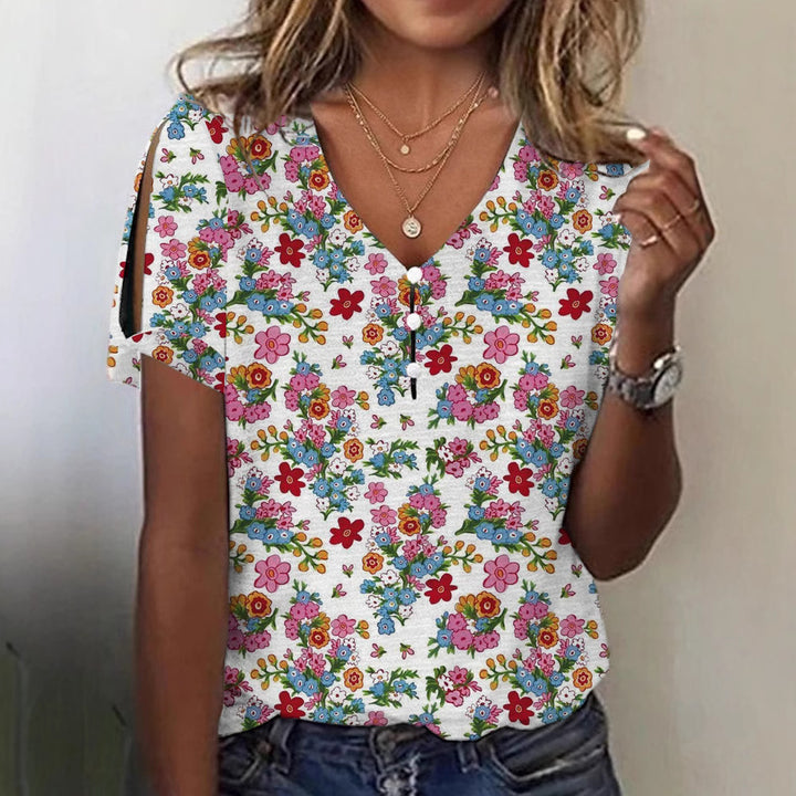 Dame Glitrende V-Pullover Bluse Skovae