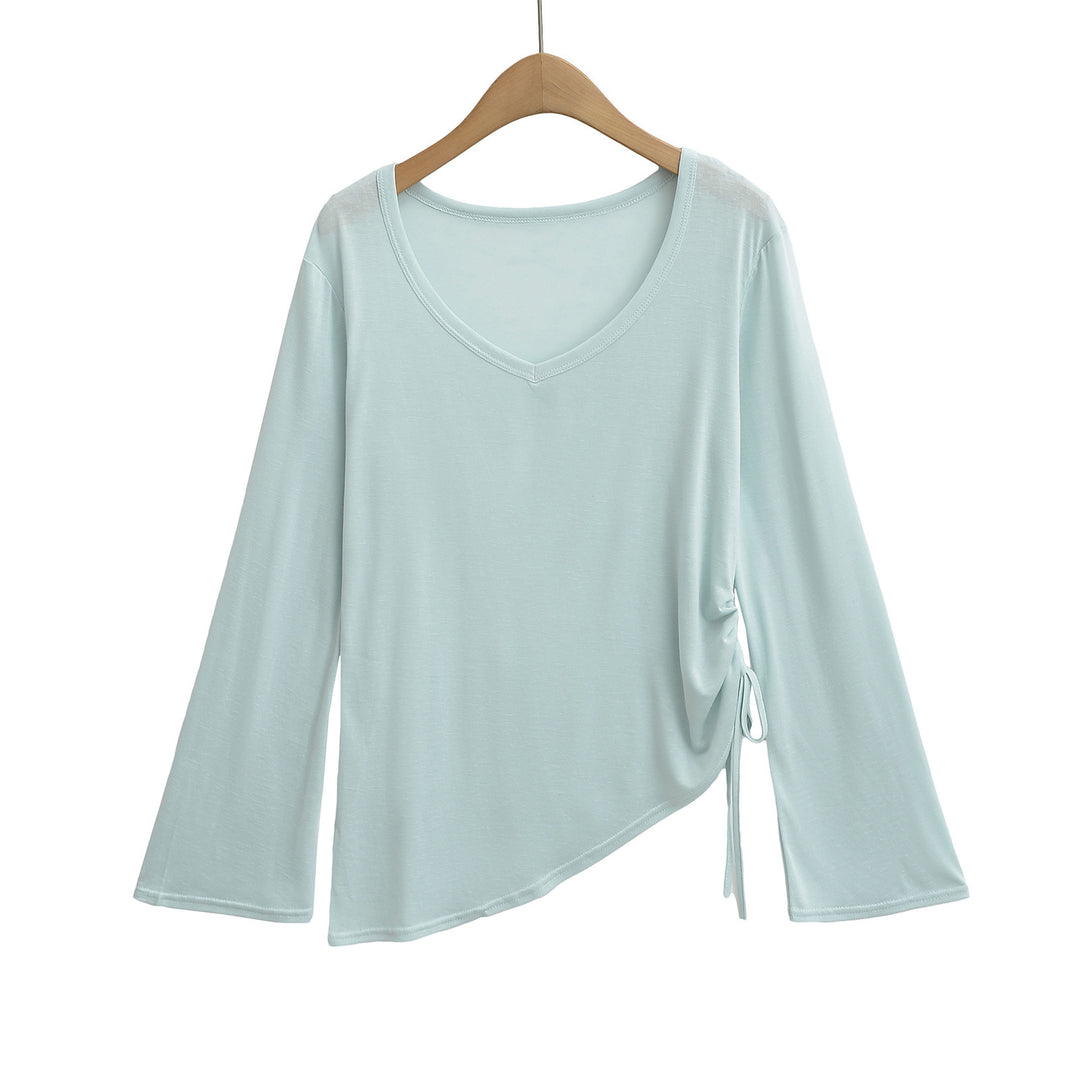 Dame asymmetrisk longsleeve-overdel med raffineret knude-design Stilla